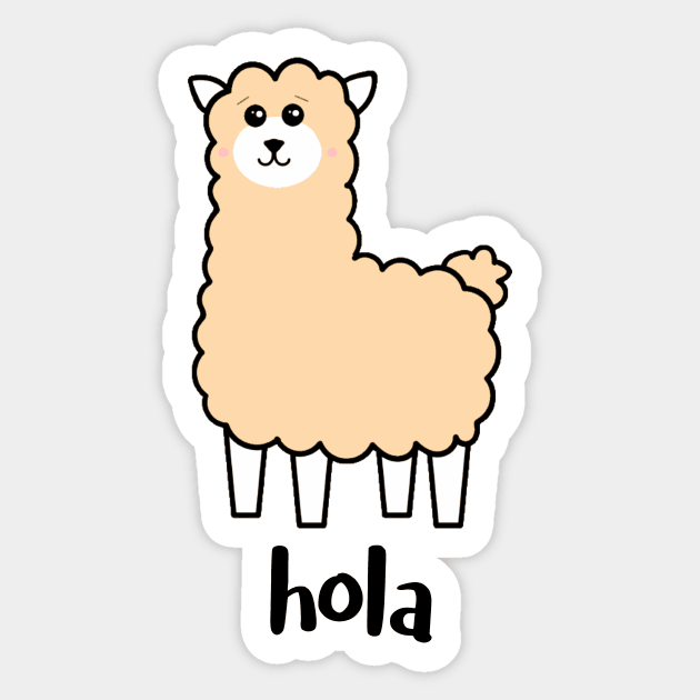 Hola, says the Alpaca Sticker by CeeGunn